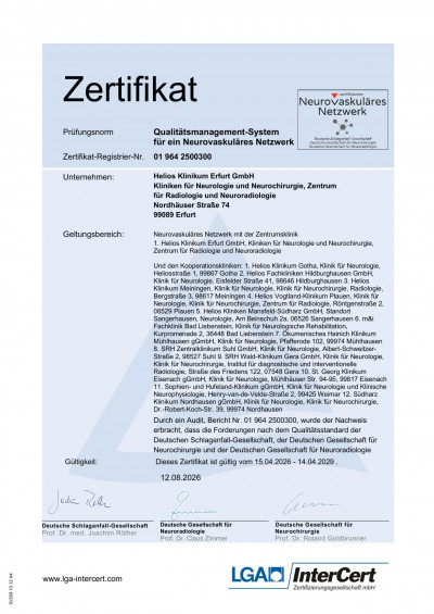 Helios Klinkikum Erfurt Gmb H 2500300 964 Hauptzertifikat DE 1
