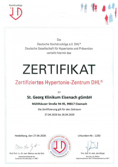 Hypertonie Zentrum Zertifikat gueltig bis April 2029