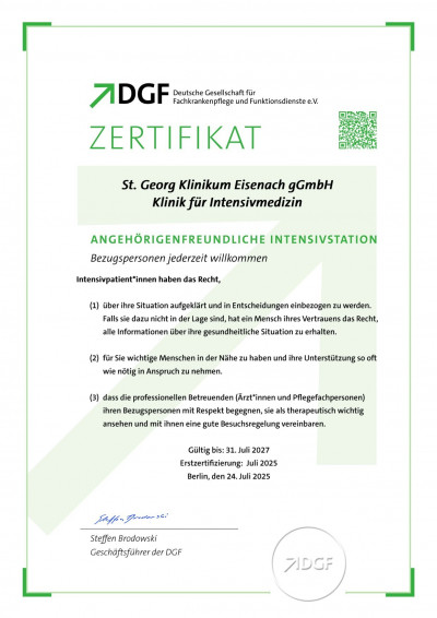 Zertifikat Eisenach St Georg Klinikum 1 Intensivstation Aneghoerige
